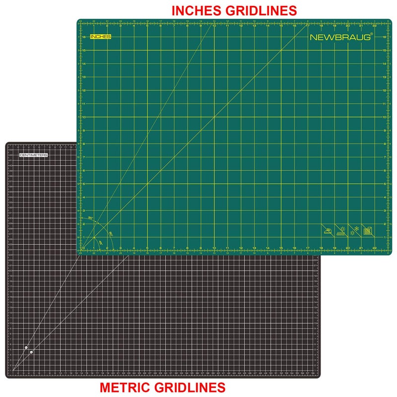 NEWBRAUG 18'' Ã— 24'' Perfect Self Healing Cutting Mat, Non-Slip Gridded Rotary Cutting Board, Necessary for Quilting, Sewing, Craft, Fabric & Scrapbooking(Green/Black)â€¦ - Image 5